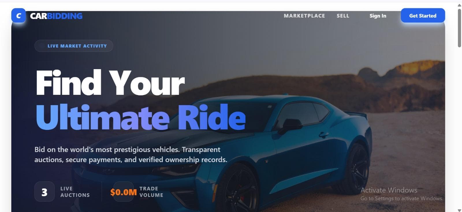 Car Bidding Platform Homepage